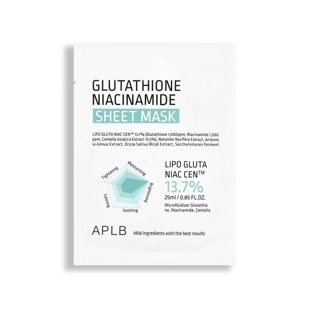 APLB Glutathione Niacinamide Sheet Mask | Brightening Korean Sheet Mask | Lengbox UK 1 piece APLB Glutathione Niacinamide Sheet Mask | Brightening Korean Sheet Mask | Lengbox UK 1 piece